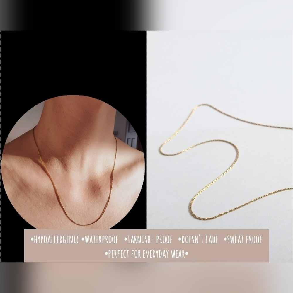 Gold filled layering necklaces (3). 14.5-16.5 inch. Womens layering piec…